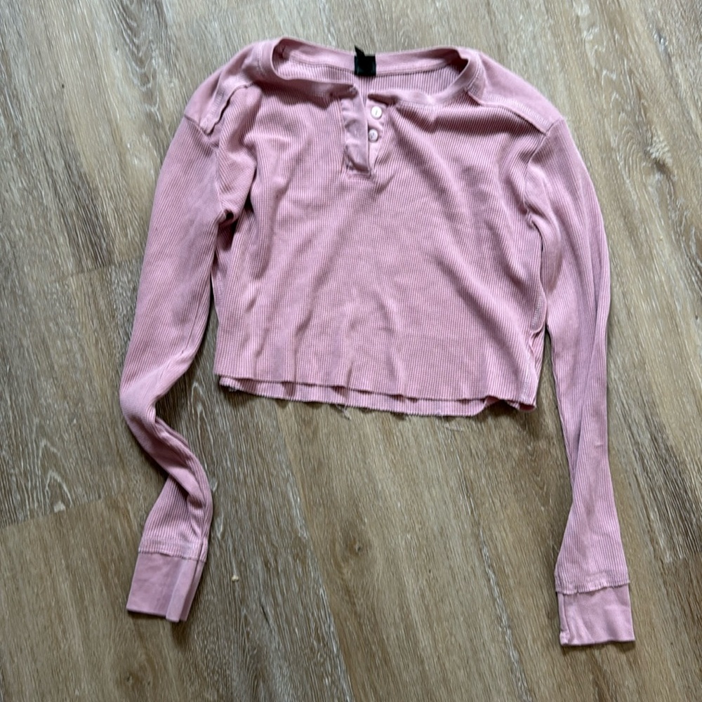 Wild Fable Thermal Henley Crop Top